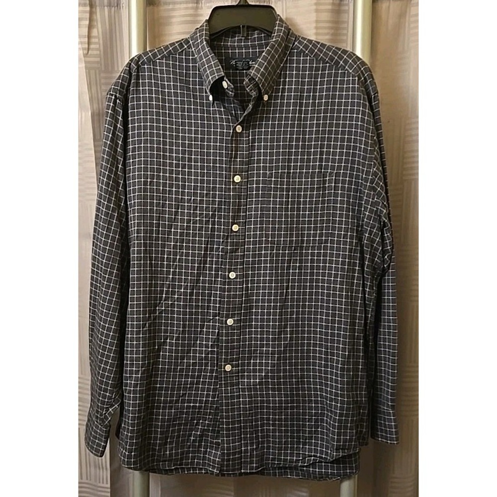 BROOKS BROTHERS Shirt Mens Large Black‎ White Plaid